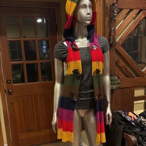 Rainbow Striped Knit Hooded sweater